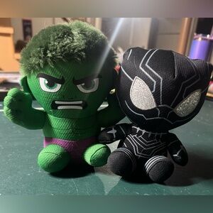 Marvel TY SuperHeroes Black Panther and Hulk Plush